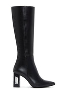 Women's Black Leather Heeled Boots | Derimod