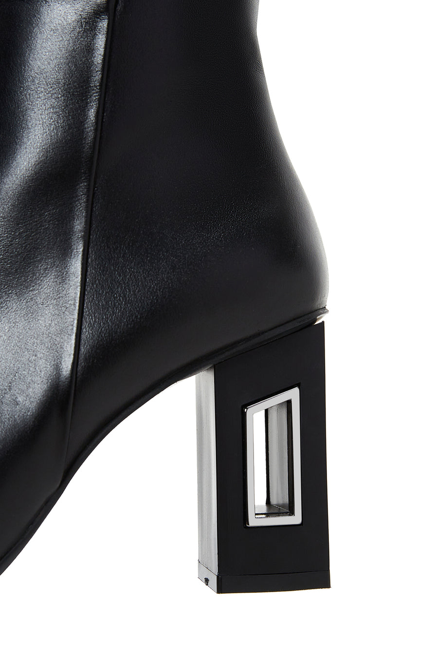 Women's Black Leather Heeled Boots