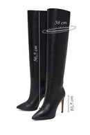 Women's Black Leather Heeled Boots | Derimod