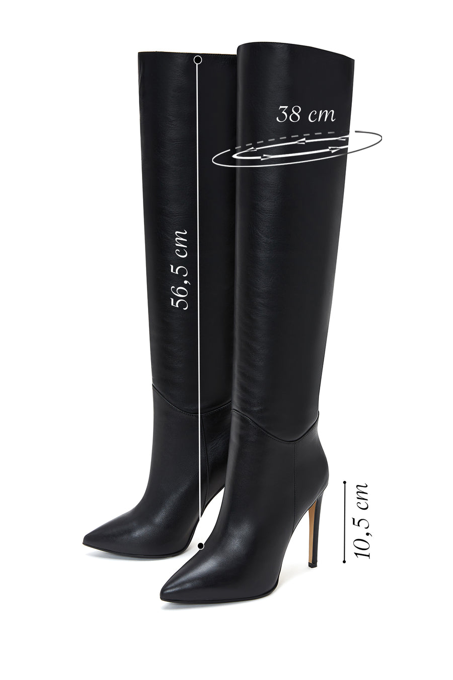 Women's Black Leather Heeled Boots