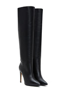 Women's Black Leather Heeled Boots | Derimod