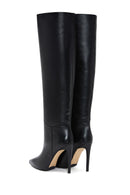 Women's Black Leather Heeled Boots | Derimod