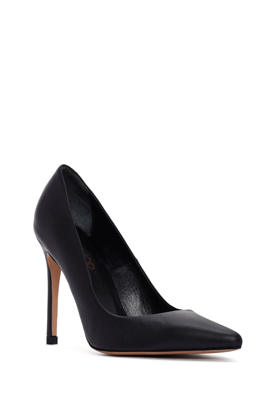 Women's Black Thin Heeled Leather Stiletto