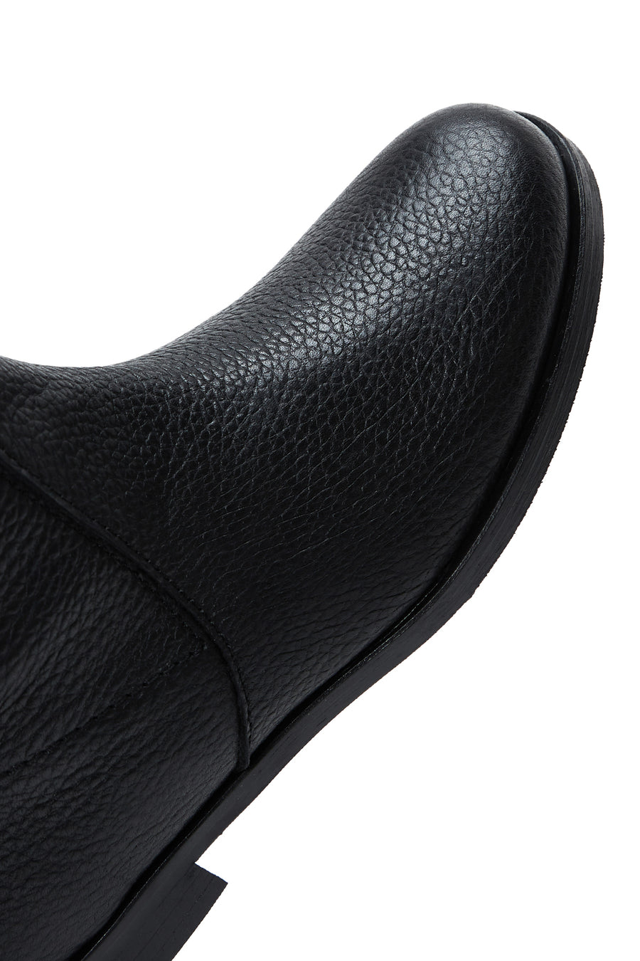 Women's Black Leather Flat Boots