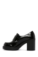 Women's Black Patent Leather Heeled Loafer | Derimod