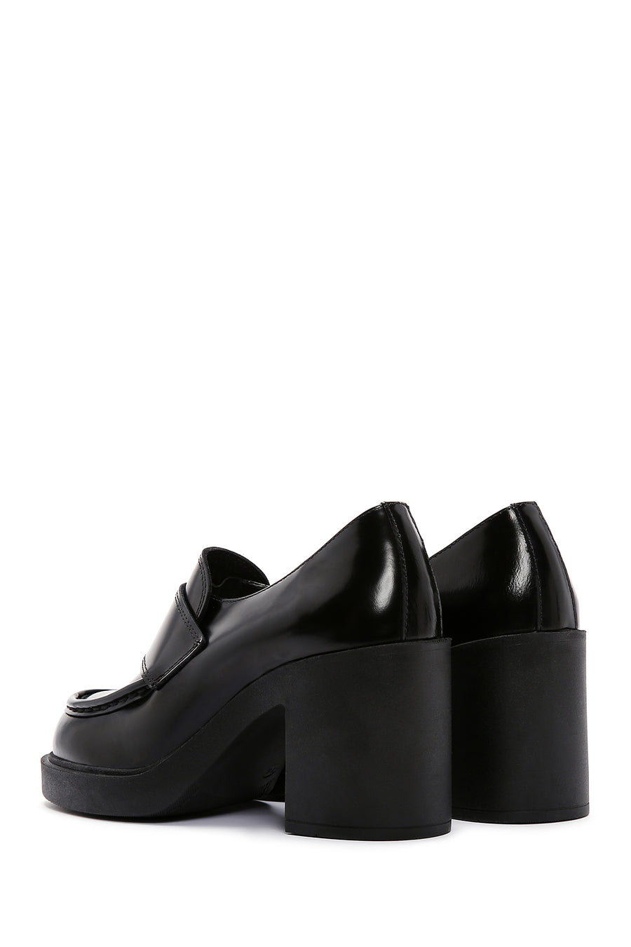 Women's Black Patent Leather Heeled Loafer
