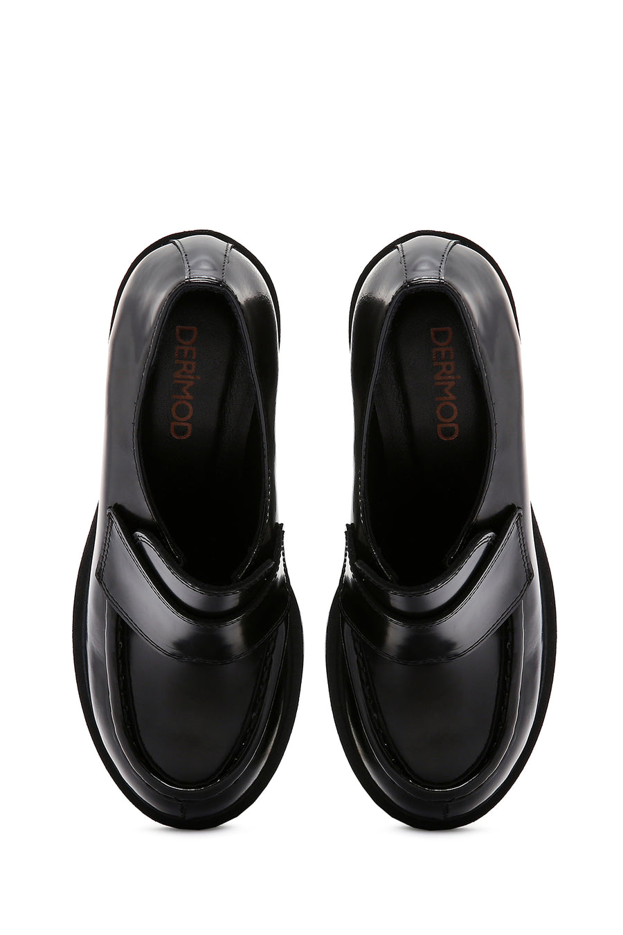 Women's Black Patent Leather Heeled Loafer
