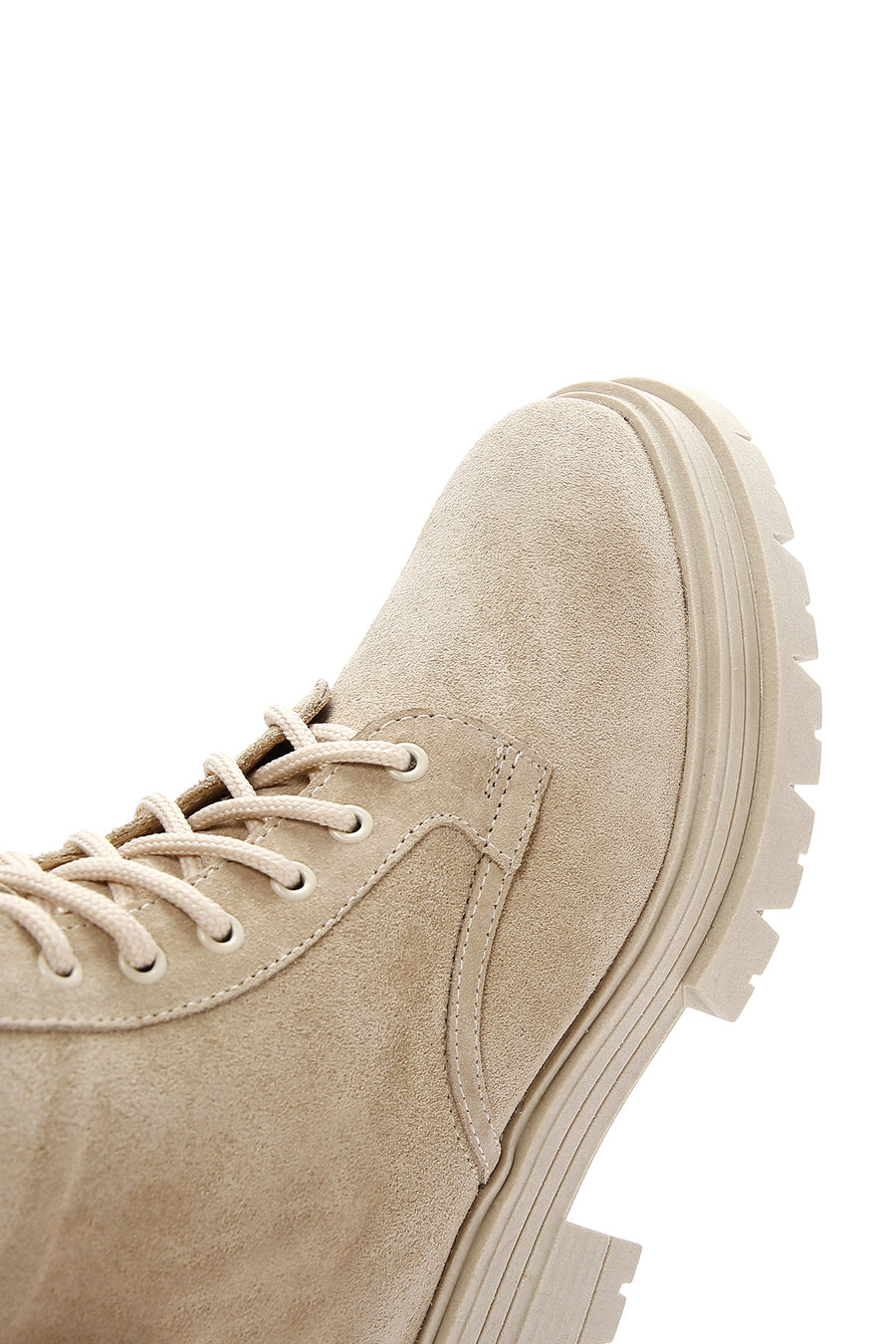 Women's Beige Thick Soled Suede Leather Boots