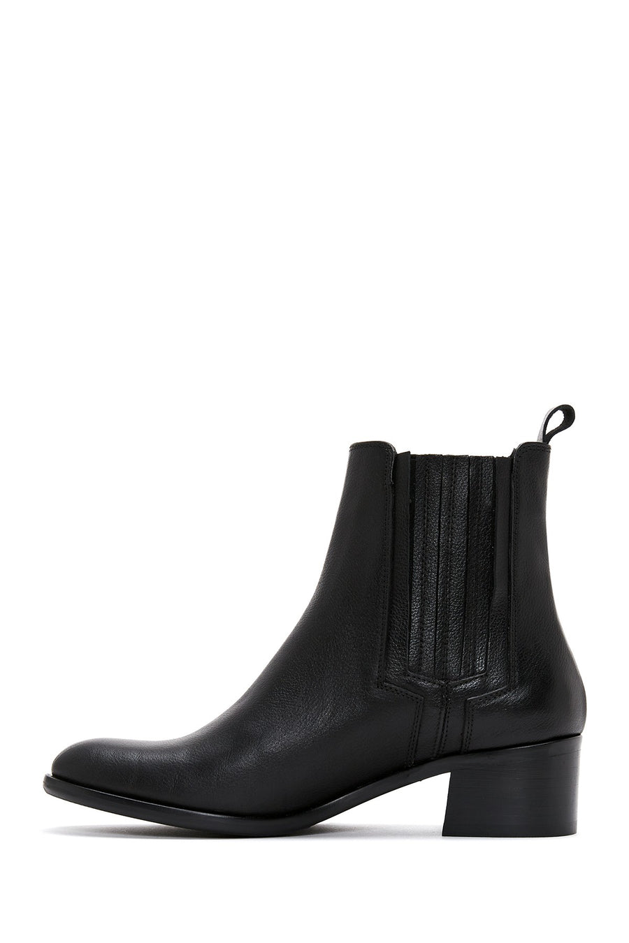 Women's Black Leather Heeled Chelsea Boots