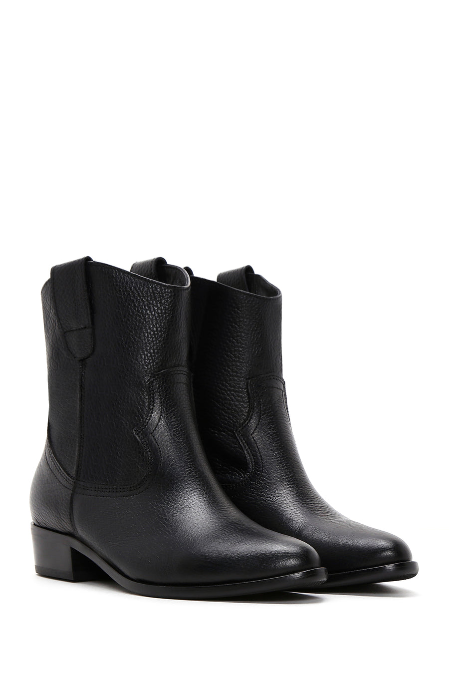 Women's Black Leather Cowboy Boots