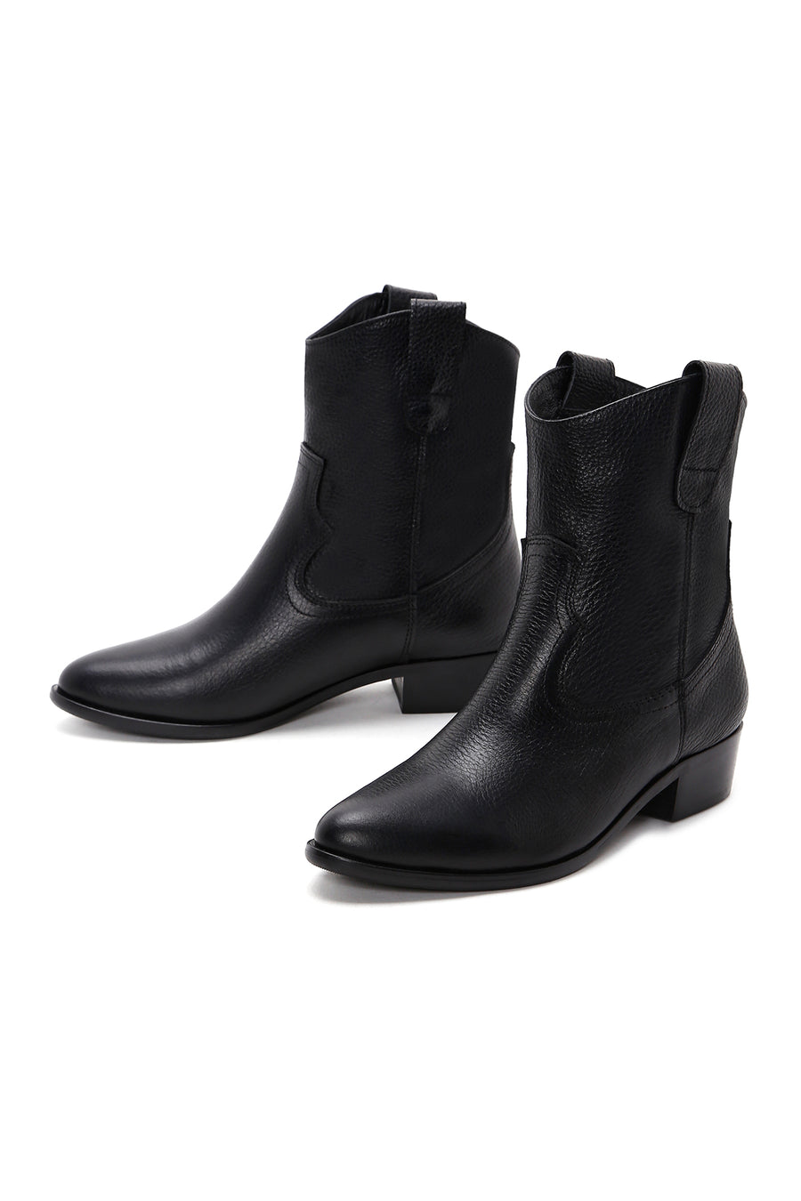 Women's Black Leather Cowboy Boots