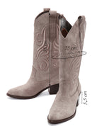 Women's Mink Suede Leather Heeled Cowboy Boots | Derimod