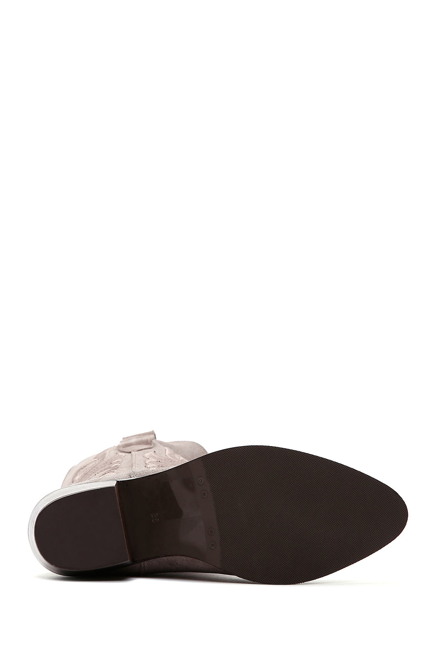 Women's Mink Suede Leather Heeled Cowboy Boots