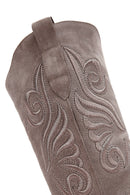 Women's Mink Suede Leather Heeled Cowboy Boots | Derimod