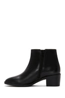Women's Black Zipper Heeled Leather Classic Boots | Derimod