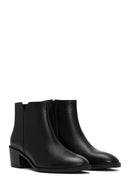 Women's Black Zipper Heeled Leather Classic Boots | Derimod