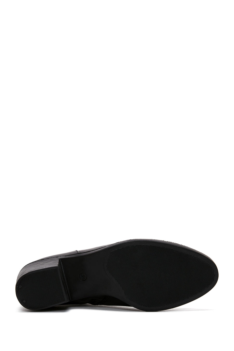 Women's Black Zipper Heeled Leather Classic Boots