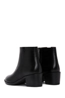 Women's Black Zipper Heeled Leather Classic Boots | Derimod