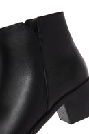 Women's Black Zipper Heeled Leather Classic Boots | Derimod