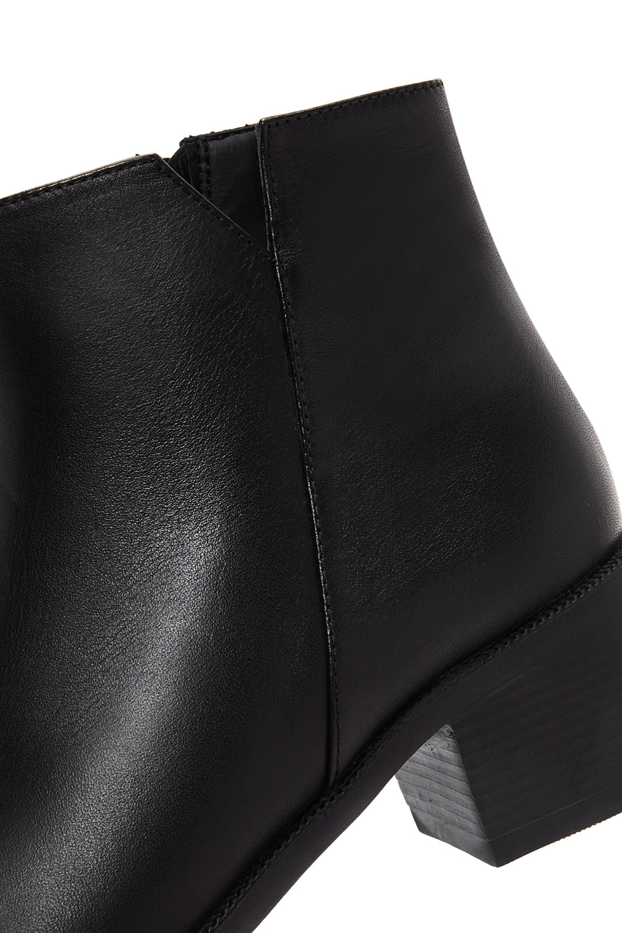 Women's Black Zipper Heeled Leather Classic Boots