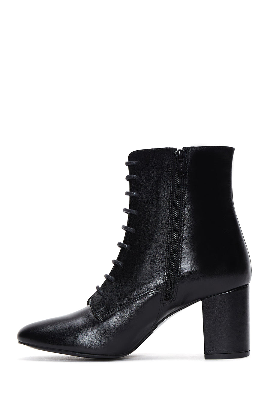 Women's Black Leather Heeled Classic Boots