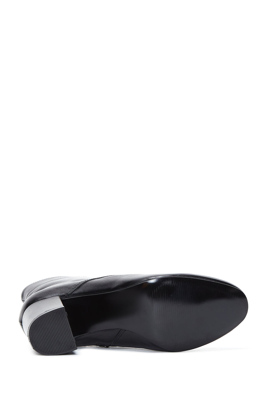 Women's Black Leather Heeled Classic Boots