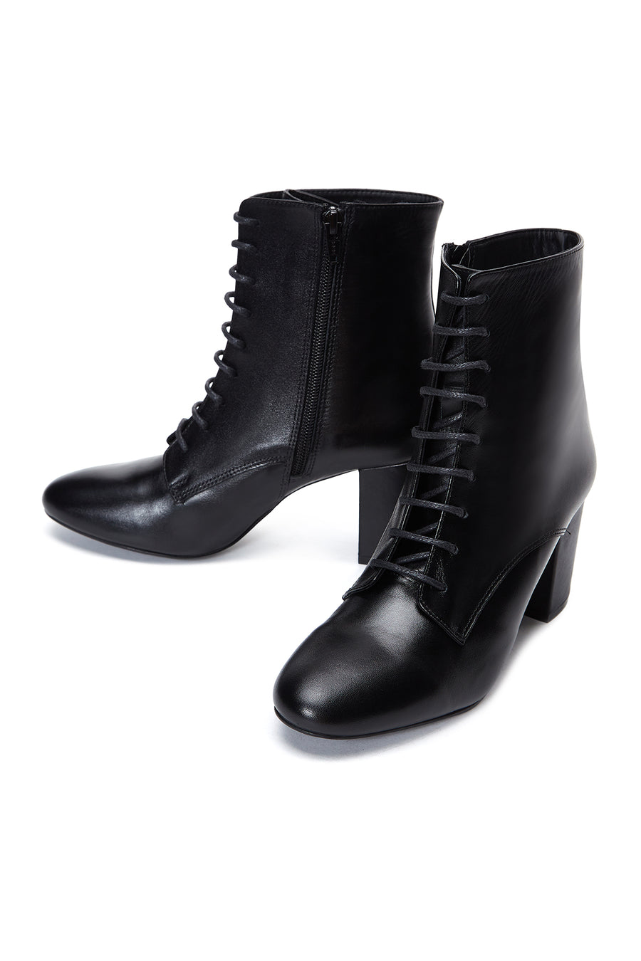 Women's Black Leather Heeled Classic Boots
