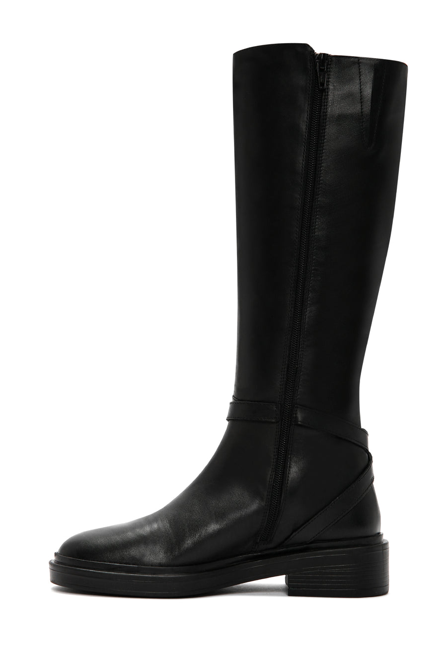Women's Black Accessory Detailed Zippered Leather Boots