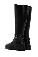 Women's Black Accessory Detailed Zippered Leather Boots | Derimod