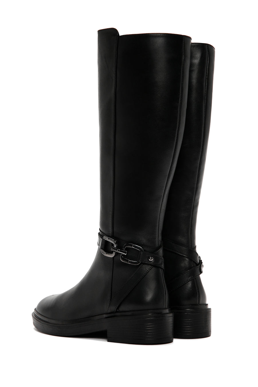 Women's Black Accessory Detailed Zippered Leather Boots