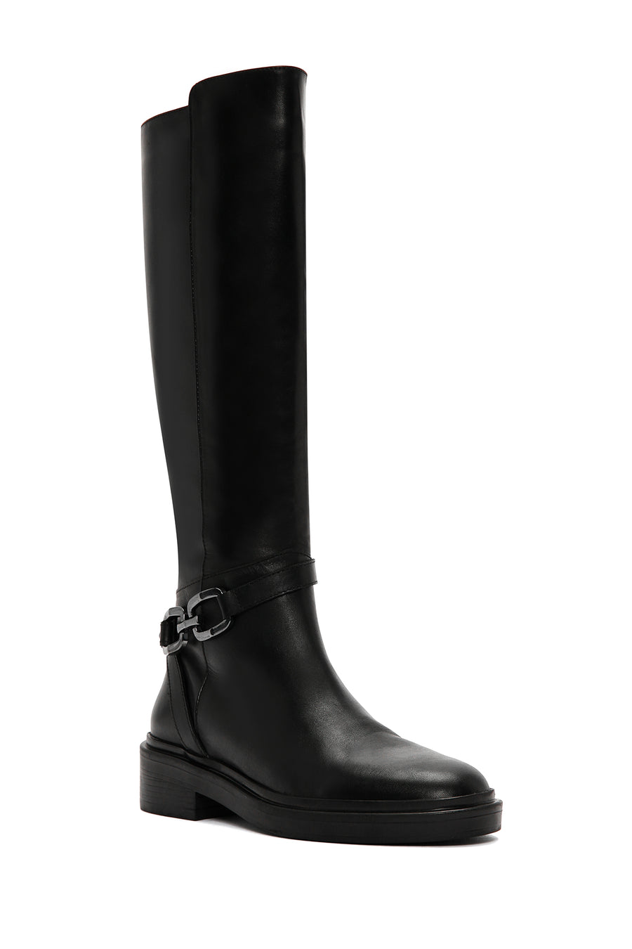 Women's Black Accessory Detailed Zippered Leather Boots
