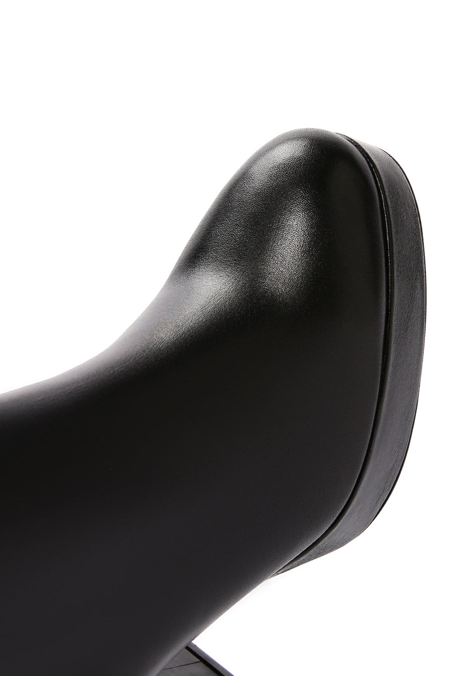 Women's Black Zippered Thick High Heel Leather Boots