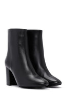 Women's Black Heeled Zippered Leather Boots | Derimod