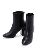 Women's Black Heeled Zippered Leather Boots | Derimod