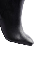 Women's Black Heeled Zippered Leather Boots | Derimod