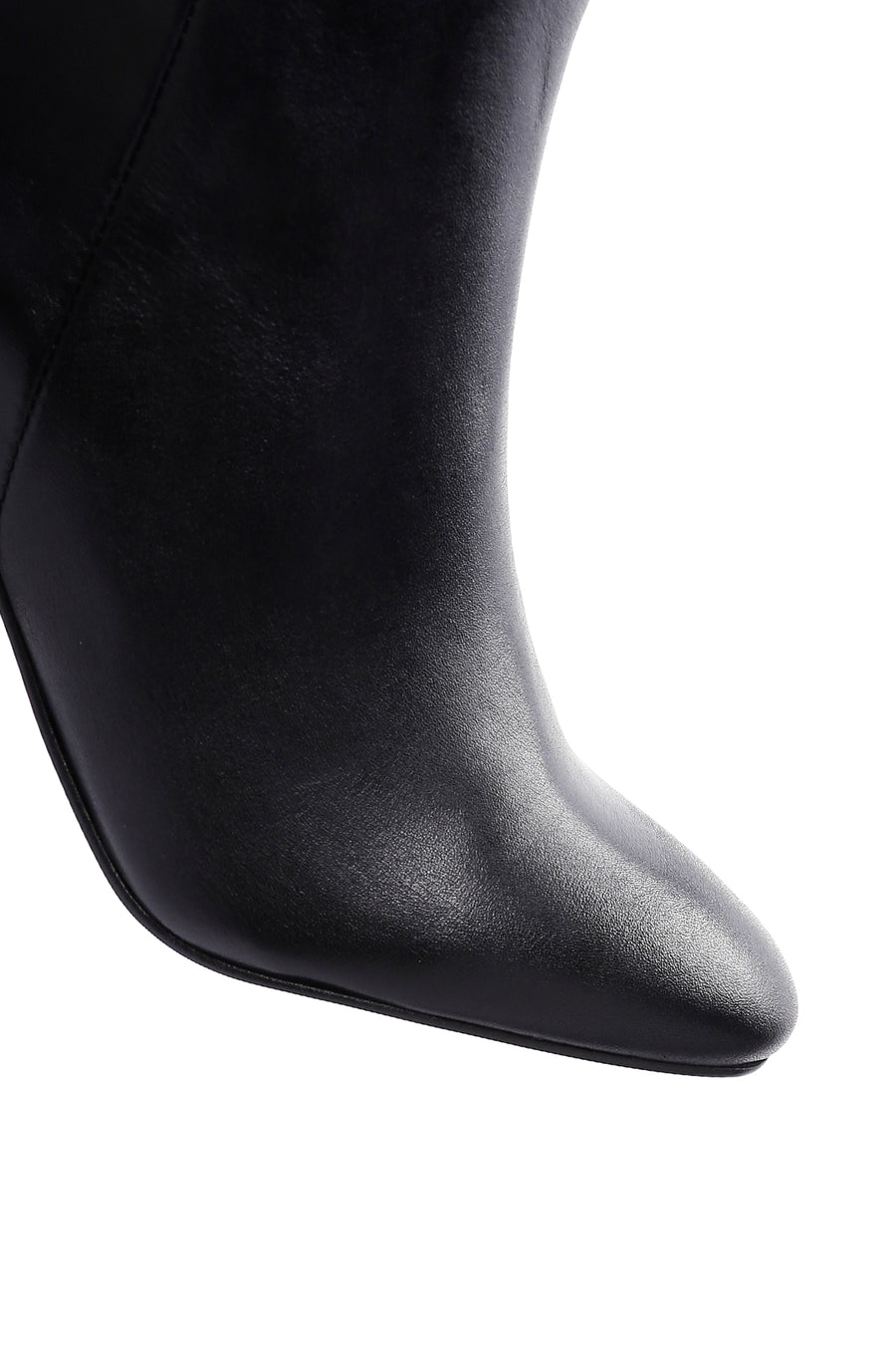 Women's Black Heeled Zippered Leather Boots