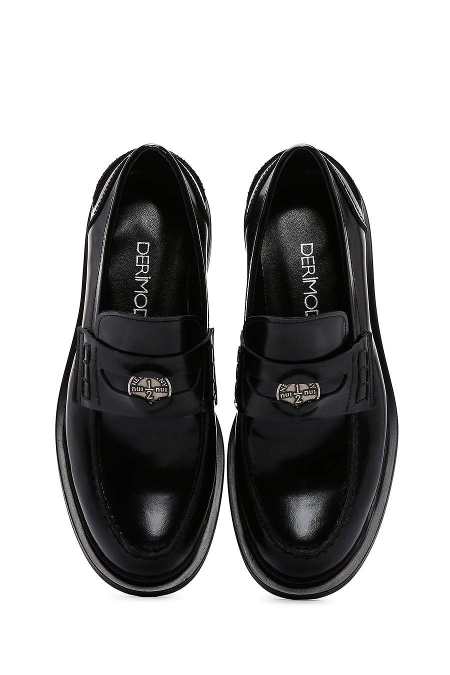 Women's Black Leather Patent Leather Masculine Loafer