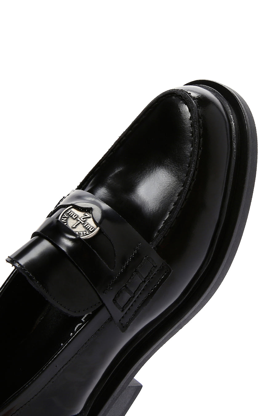 Women's Black Leather Patent Leather Masculine Loafer
