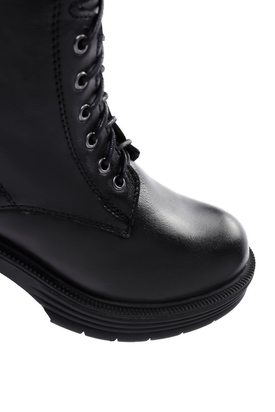 Women's Black Zipper Heeled Leather Boots