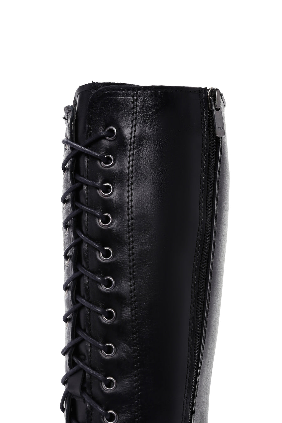 Women's Black Zipper Heeled Leather Boots