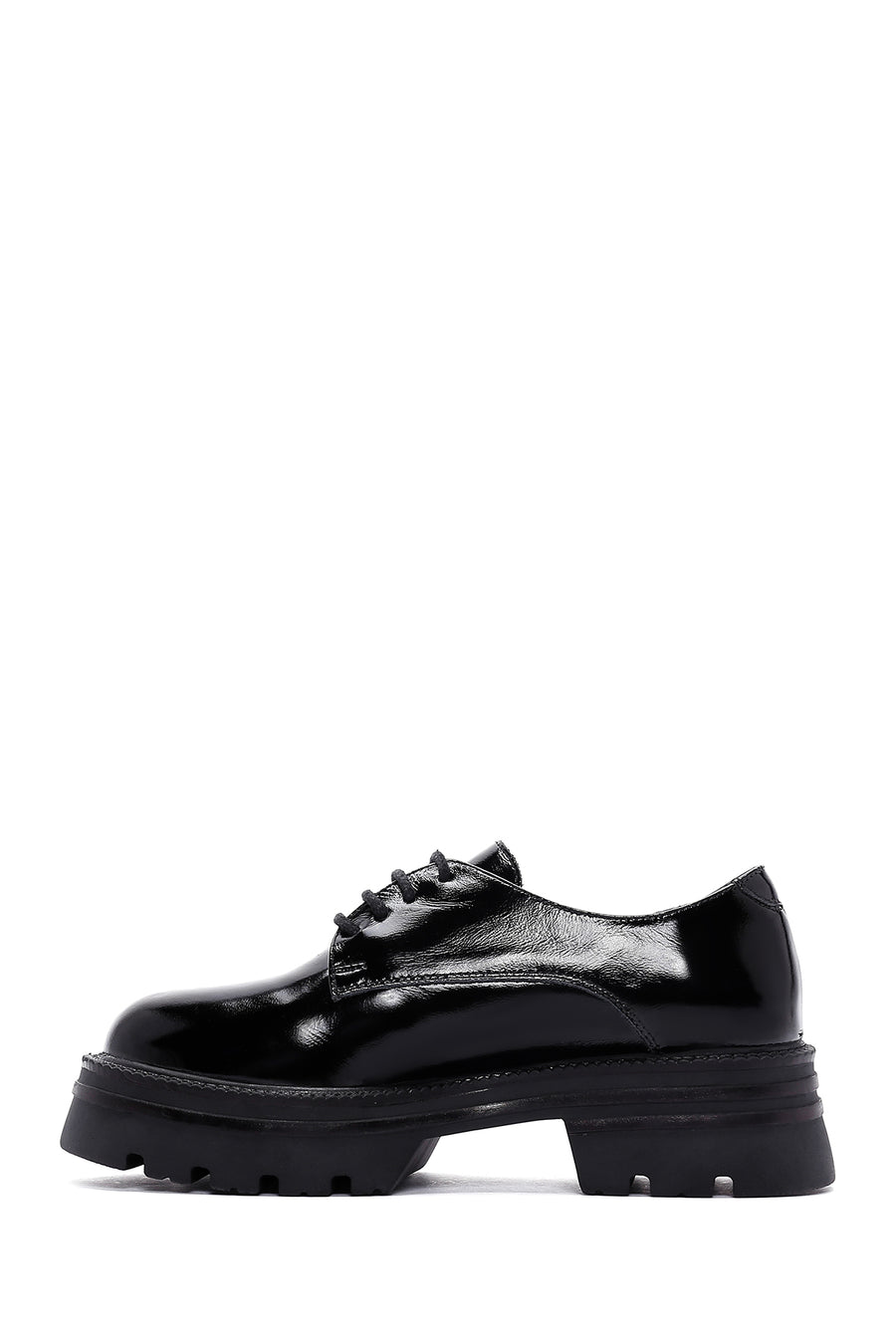 Women's Black Patent Leather Masculine Loafer