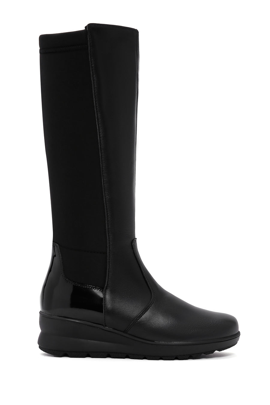 Women's Black Zippered Wedge Heeled Casual Leather Boots 23WFD236214 | Derimod
