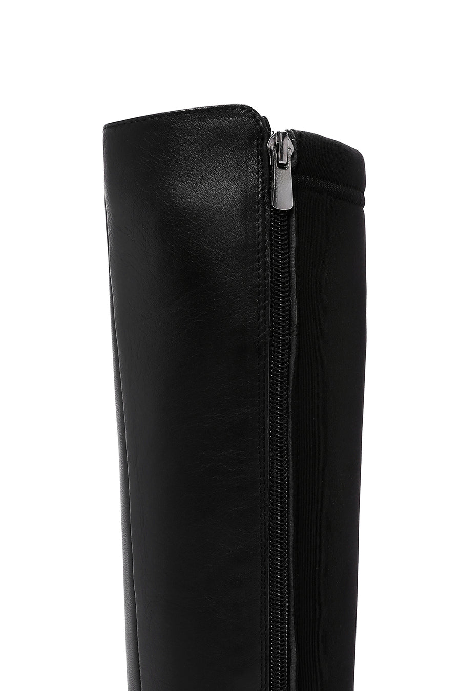 Women's Black Zippered Wedge Heeled Casual Leather Boots