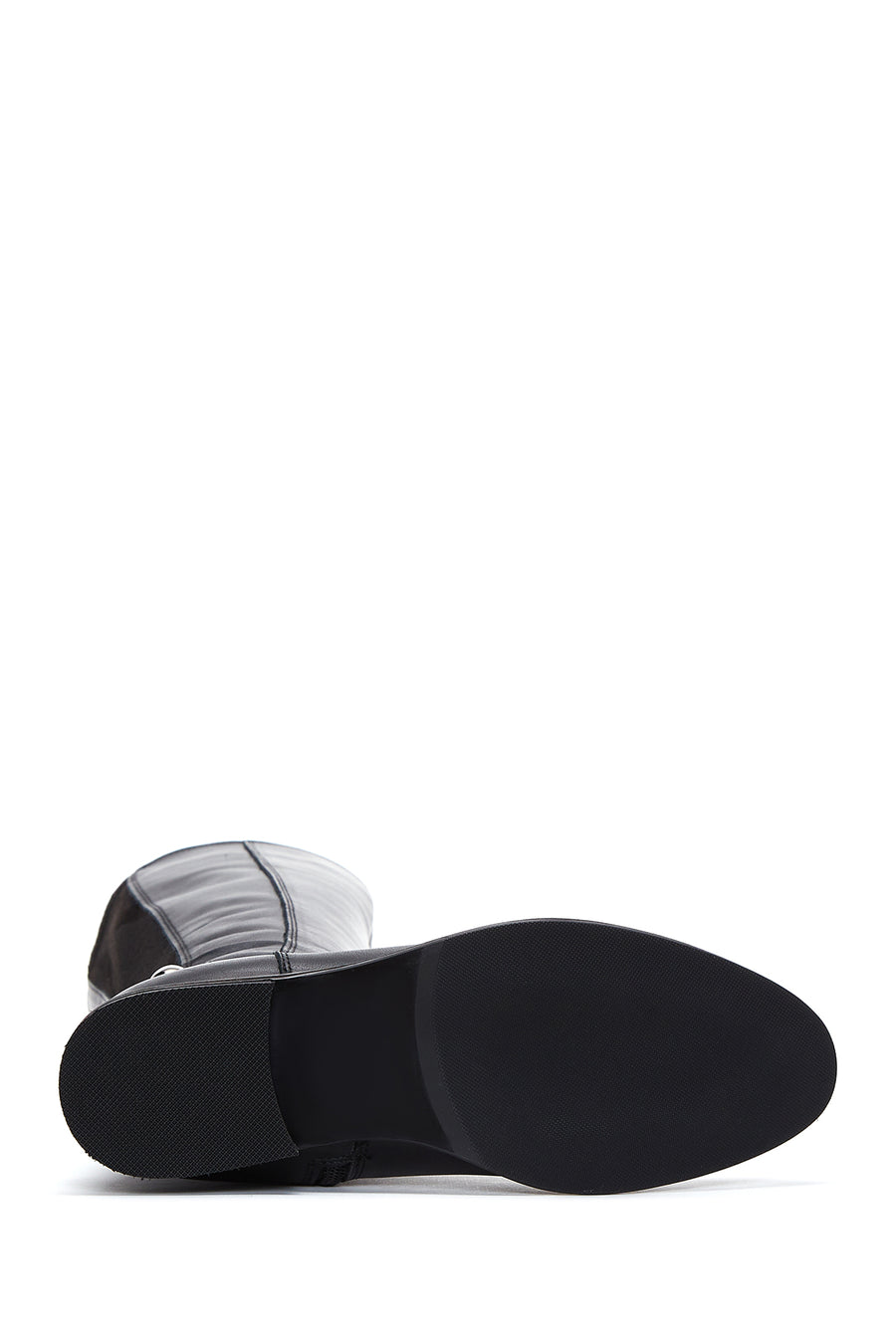 Women's Black Leather Buckle Zippered Boots
