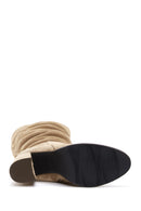 Women's Tan Suede Leather Heeled Boots | Derimod