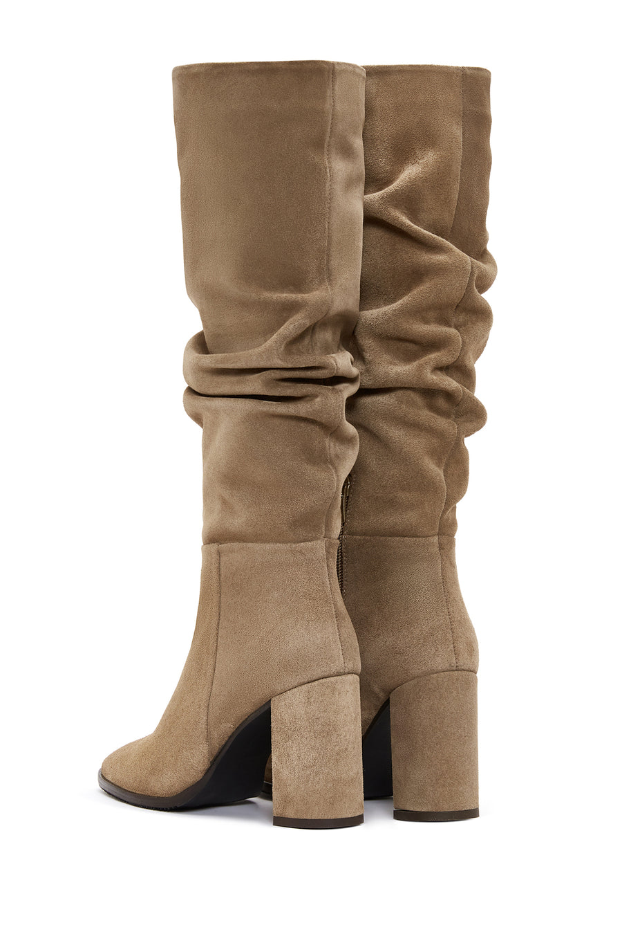 Women's Tan Suede Leather Heeled Boots