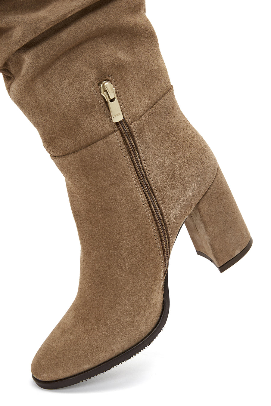Women's Tan Suede Leather Heeled Boots