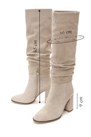 Women's Gray Suede Leather Heeled Boots | Derimod