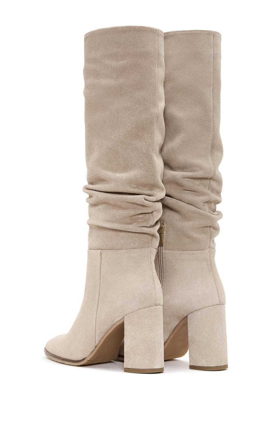 Women's Gray Suede Leather Heeled Boots