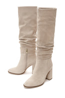 Women's Gray Suede Leather Heeled Boots | Derimod